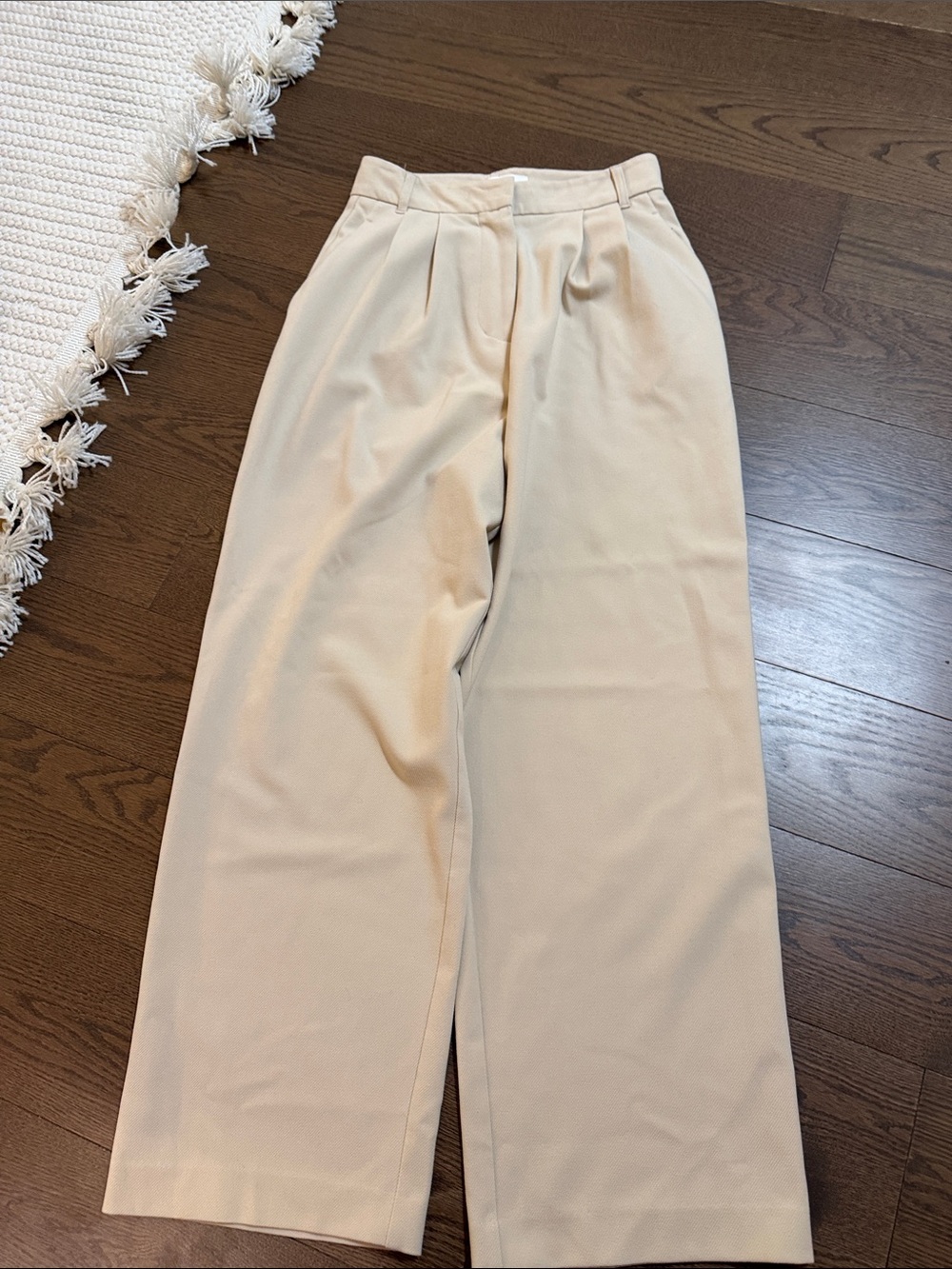 OAK + FORT Cream Wide-Leg High-Waist Trousers
